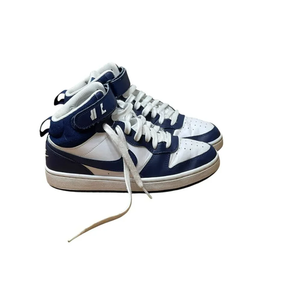 Nike Kids Dunk Mid Navy & White Sneakers Size‎ 5.5Y EU 38 Athletic Shoes